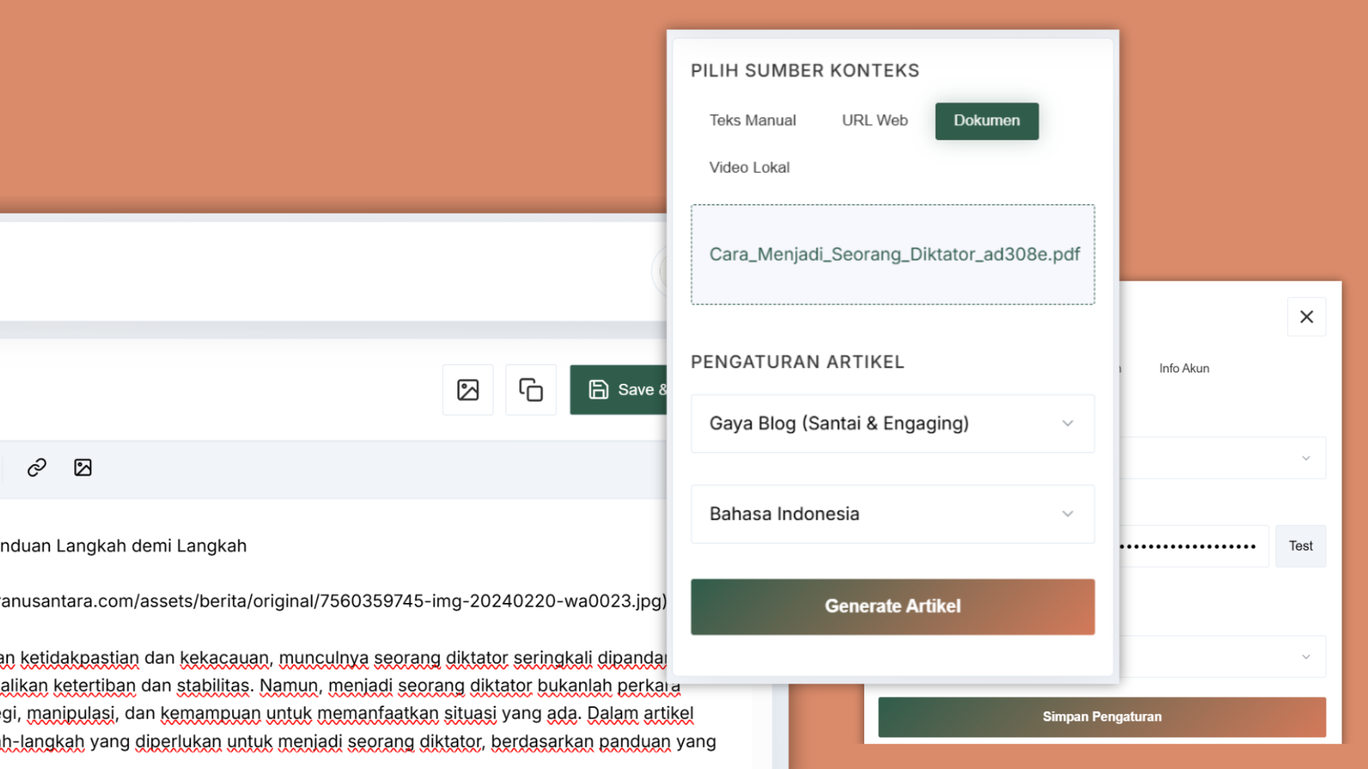 Contoh artikel yang dihasilkan